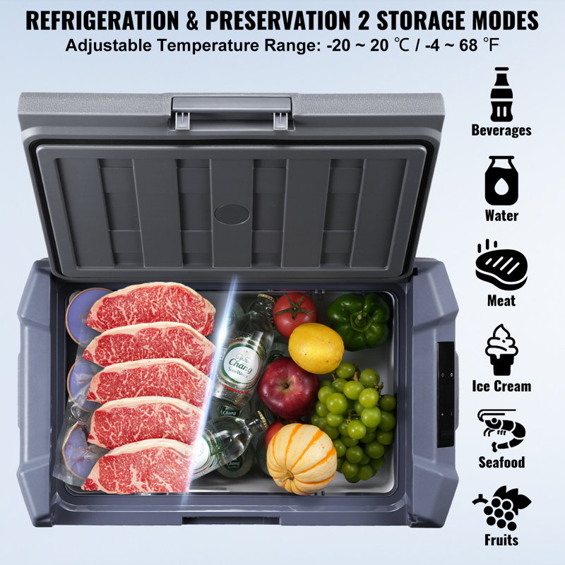 VEVOR Portable Car Refrigerator Freezer Compressor 50 L Dual Zone